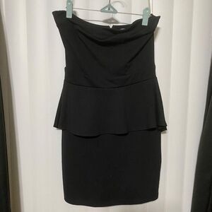 Poof Culture strapless black peplum dress, zippered back